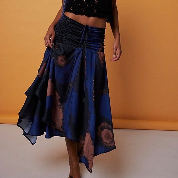 Free People Dresses & Skirts - New Free People x House Of Aama Sz L Starry Eyes Asymmetric Tie Dye Midi Skirt